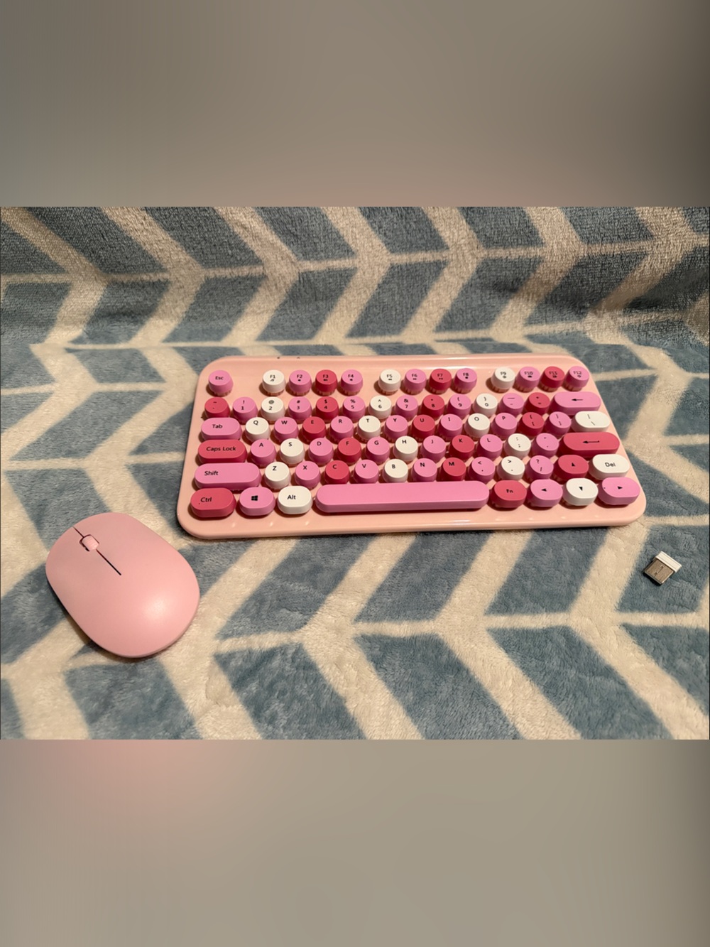 XO Poppy Pink Wireless Typewriter Keyboard & Mouse Combo (2.4G USB Receiver)